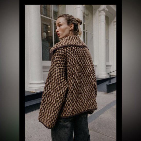 Zara oversized knit coat, mink brown - Picture 5 of 16